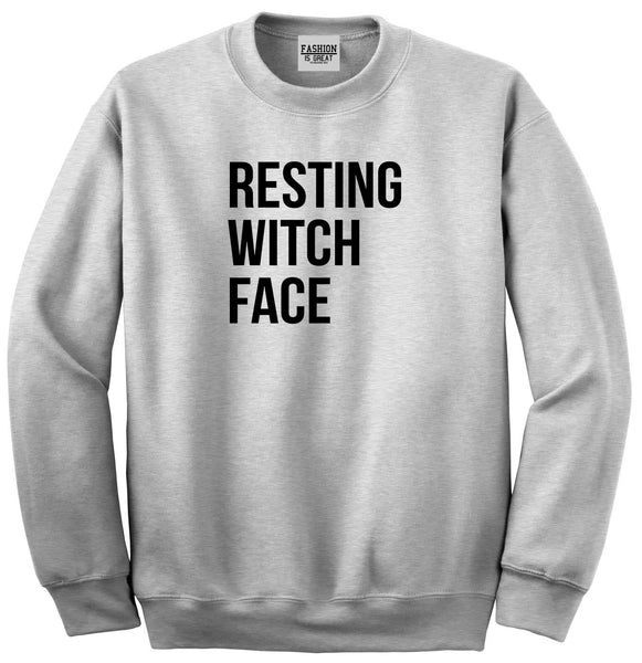Resting Witch Face Halloween Grey Womens Crewneck Sweatshirt