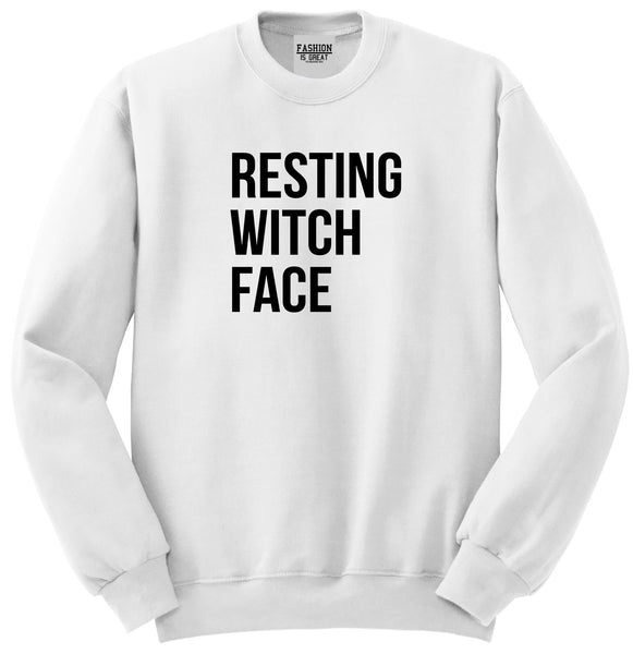 Resting Witch Face Halloween White Womens Crewneck Sweatshirt