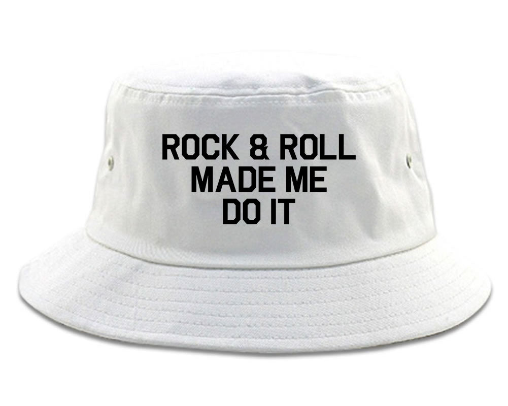 Rock And Roll Made Me Do It White Bucket Hat