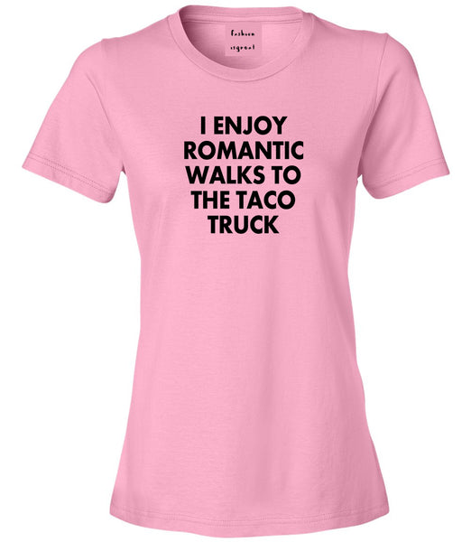 Romantic Taco Truck Food Pink Womens T-Shirt