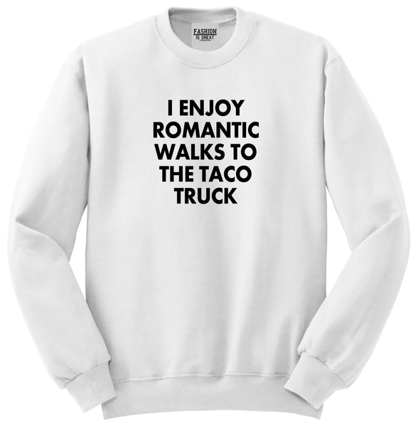 Romantic Taco Truck Food White Womens Crewneck Sweatshirt
