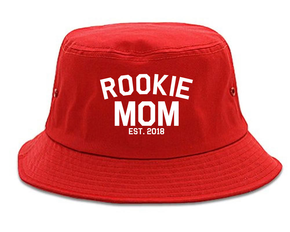 Rookie Mom Est 2018 Gift red Bucket Hat