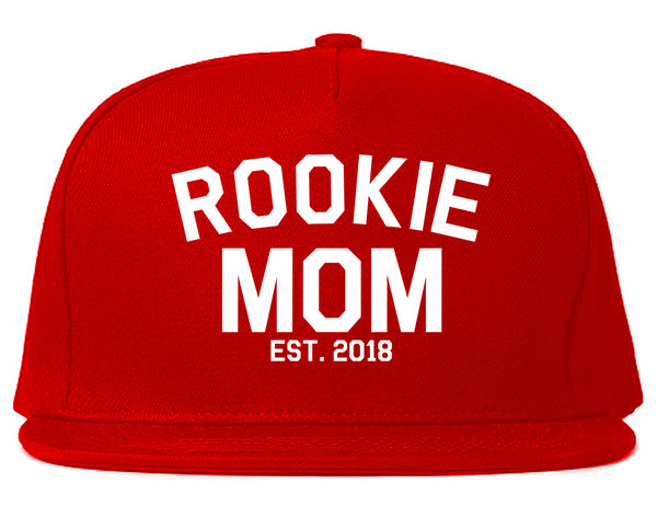 Rookie Mom Est 2018 Gift Red Snapback Hat