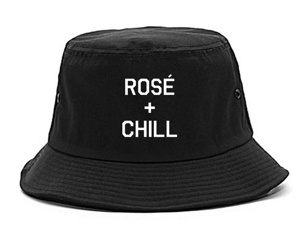 Rose And Chill Funny Drinking Black Bucket Hat