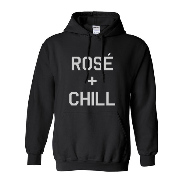 Rose And Chill Funny Drinking Black Pullover Hoodie