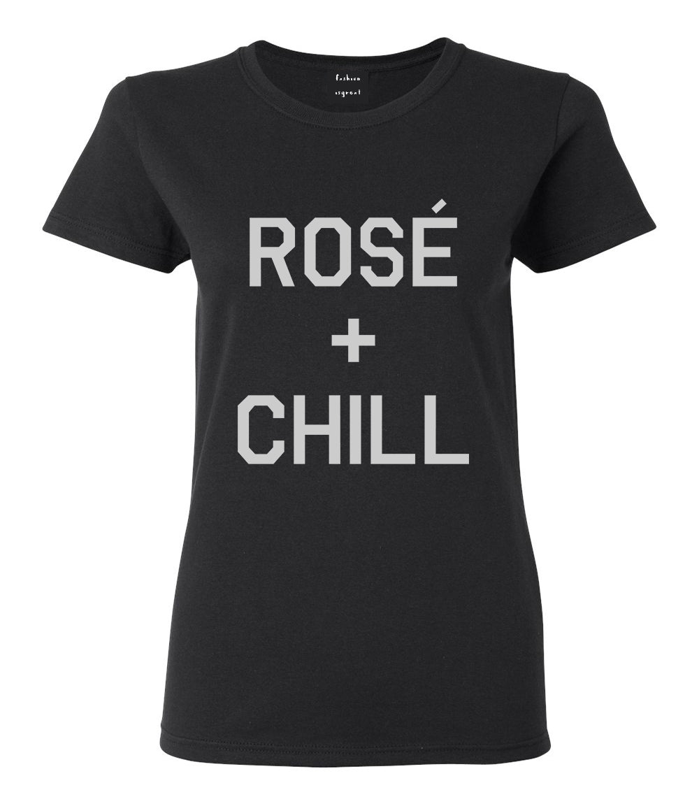 Rose And Chill Funny Drinking Black T-Shirt