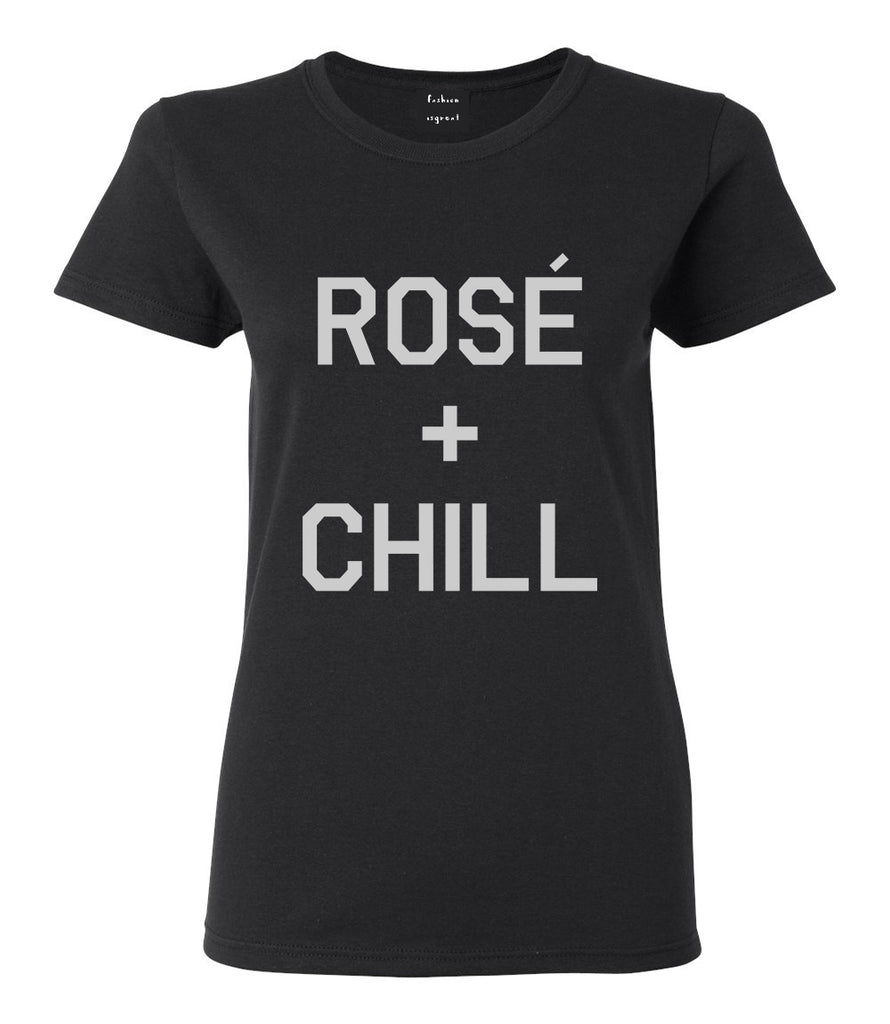 Rose And Chill Funny Drinking Black T-Shirt