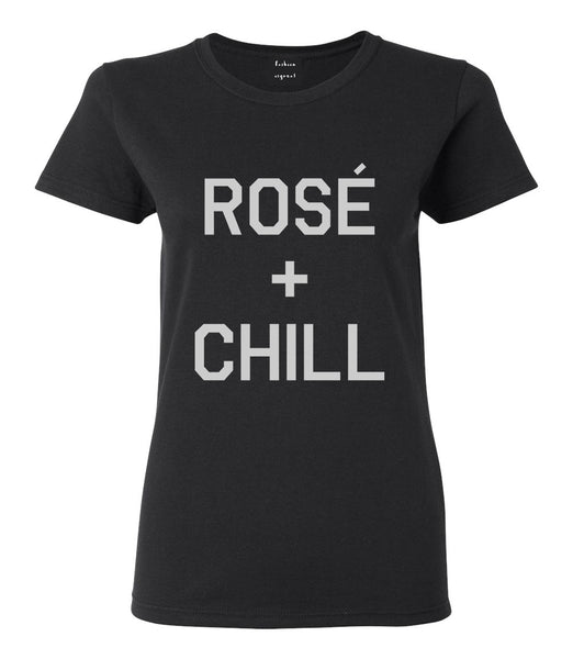 Rose And Chill Funny Drinking Black T-Shirt