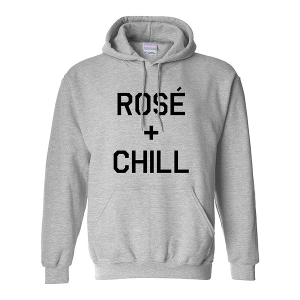 Rose And Chill Funny Drinking Grey Pullover Hoodie