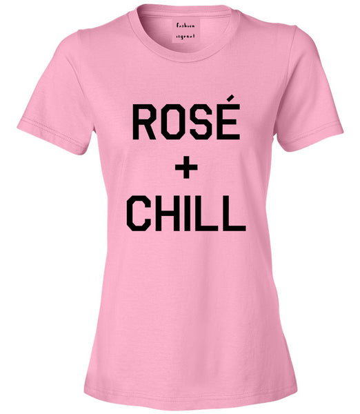 Rose And Chill Funny Drinking Pink T-Shirt