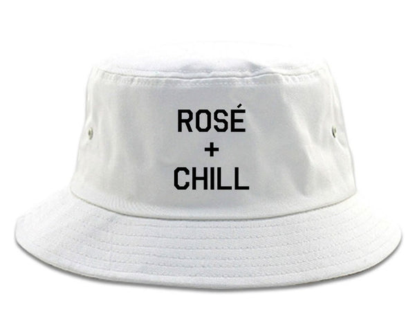 Rose And Chill Funny Drinking White Bucket Hat