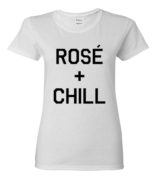 Rose And Chill Funny Drinking White T-Shirt