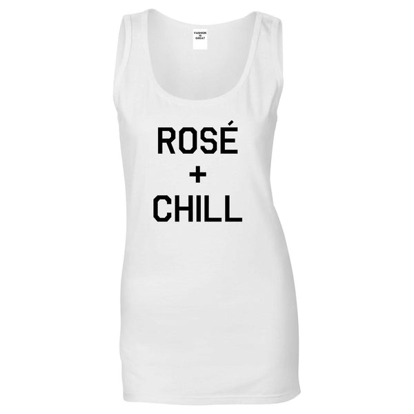 Rose And Chill Funny Drinking White Tank Top