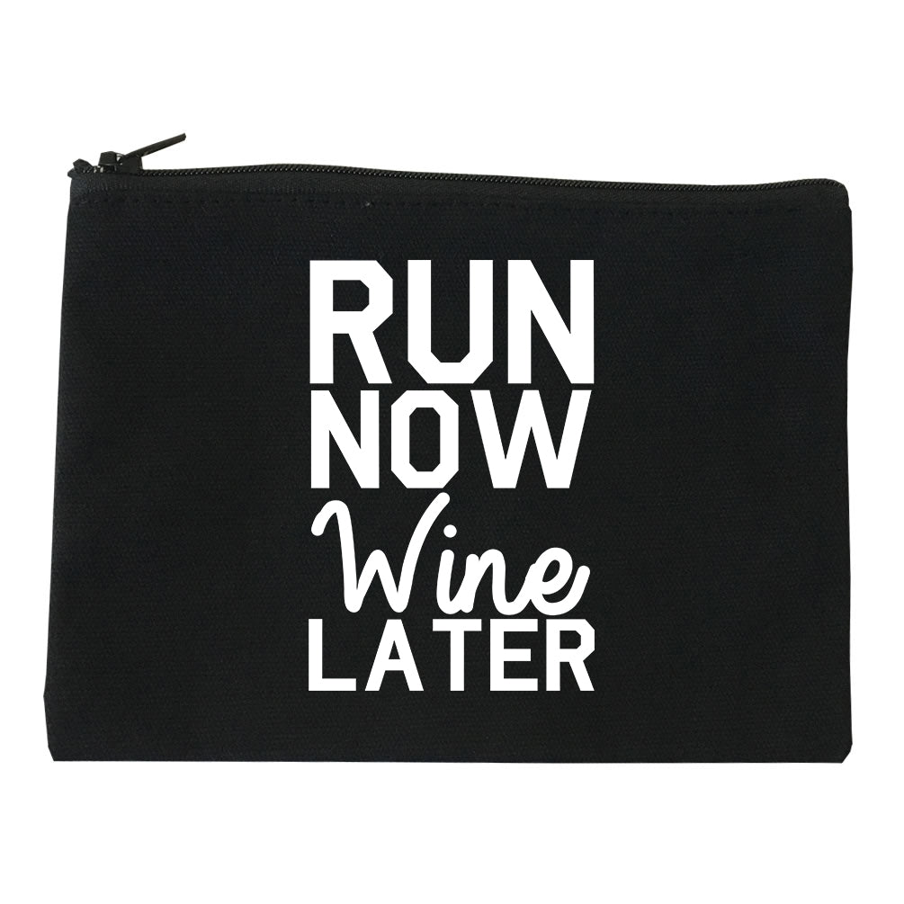 Run Now Wine Later Workout Gym Makeup Bag Red