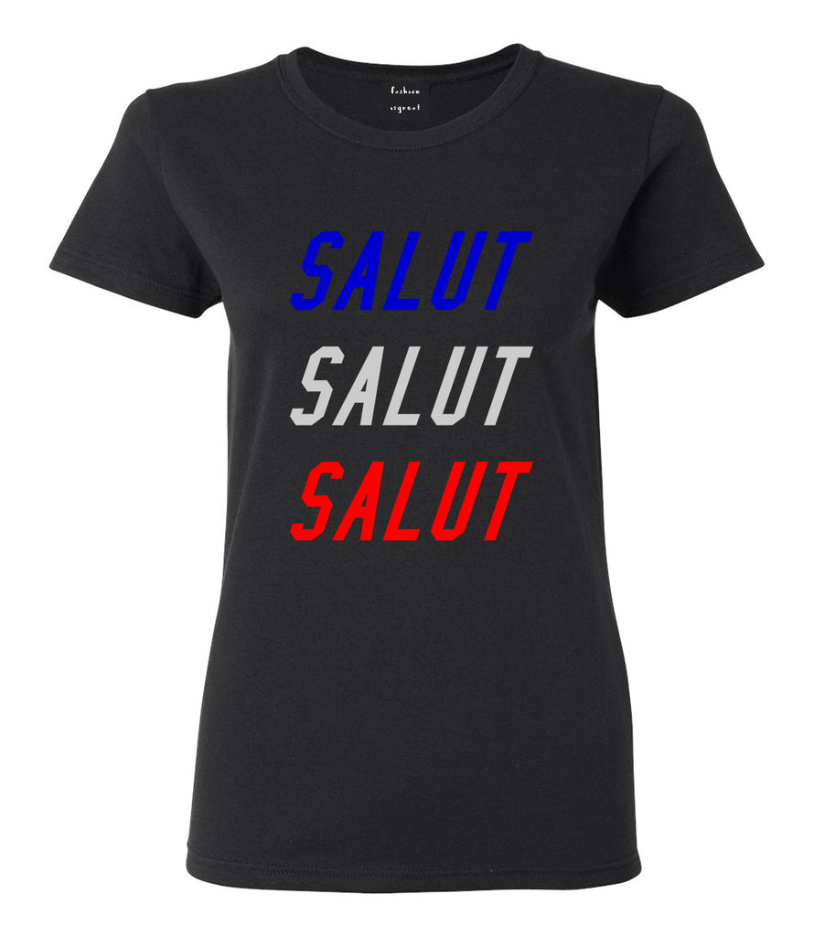 Salut Hey In French Black T-Shirt