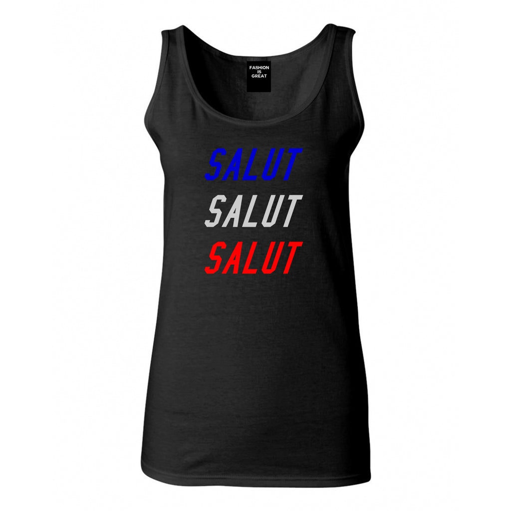 Salut Hey In French Black Tank Top