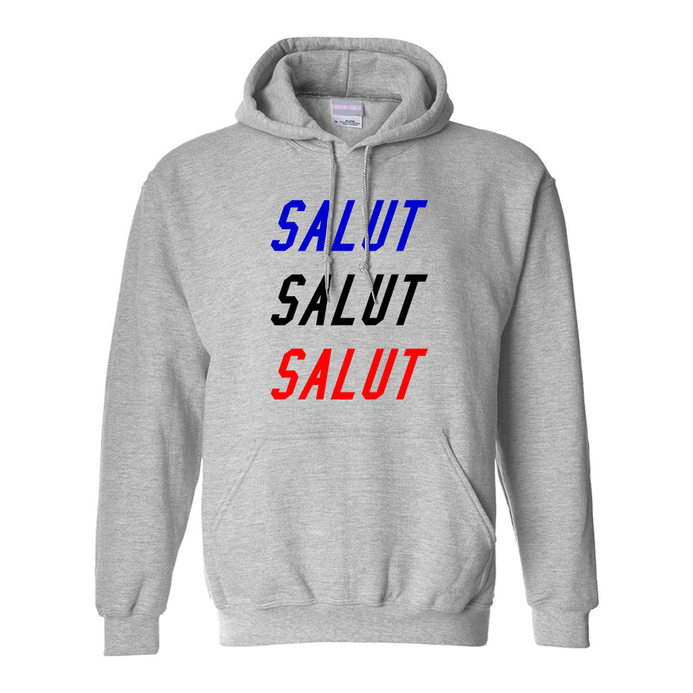 Salut Hey In French Grey Pullover Hoodie