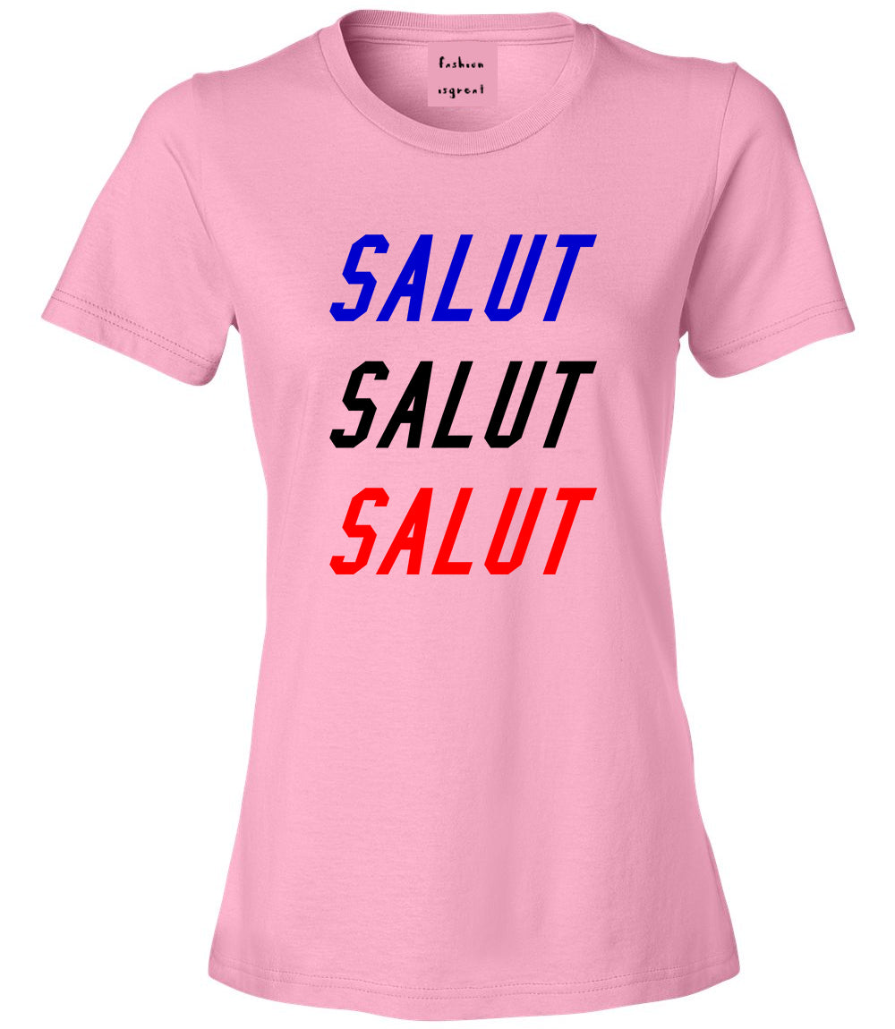 Salut Hey In French Pink T-Shirt