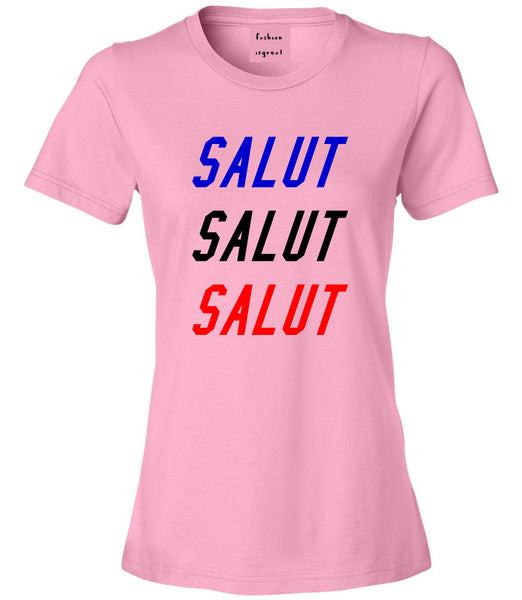 Salut Hey In French Pink T-Shirt