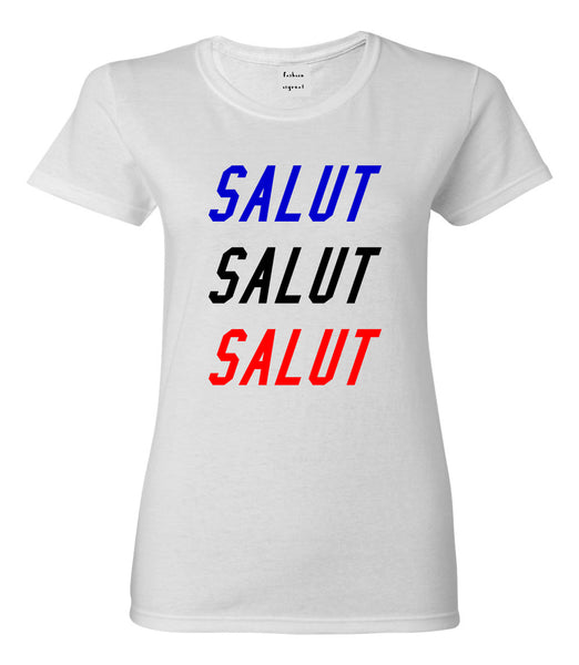 Salut Hey In French White T-Shirt