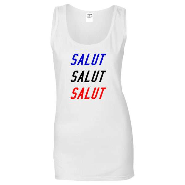 Salut Hey In French White Tank Top