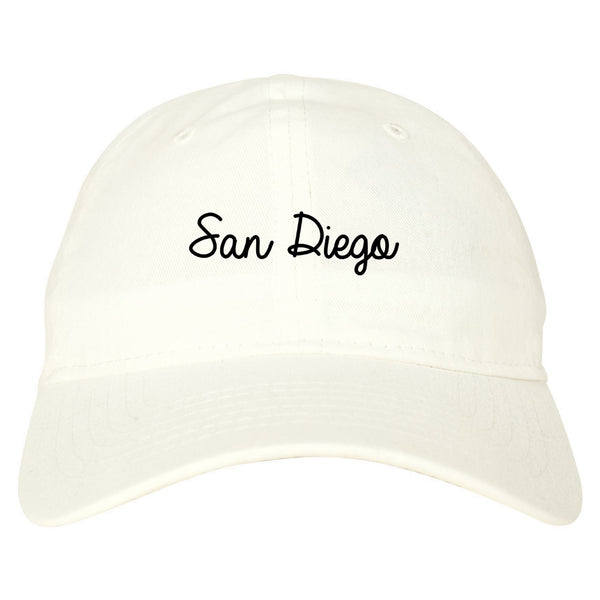 San Diego CA Script Chest white dad hat