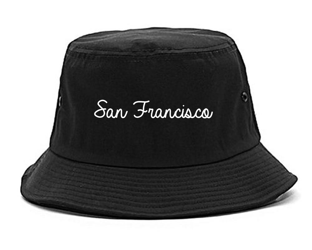 San Francisco CA Script Chest black Bucket Hat