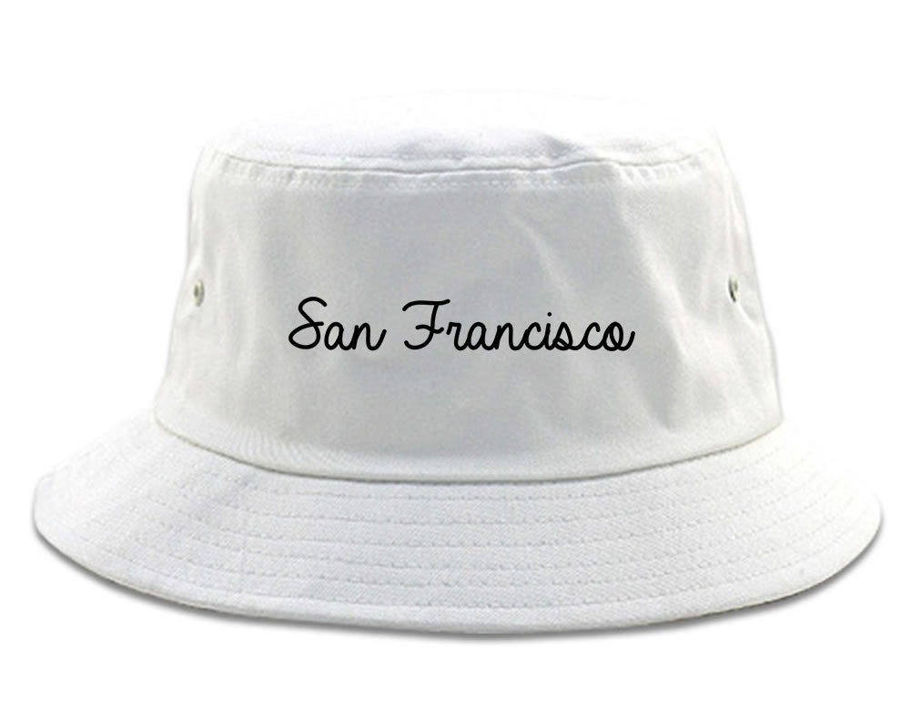 San Francisco CA Script Chest white Bucket Hat