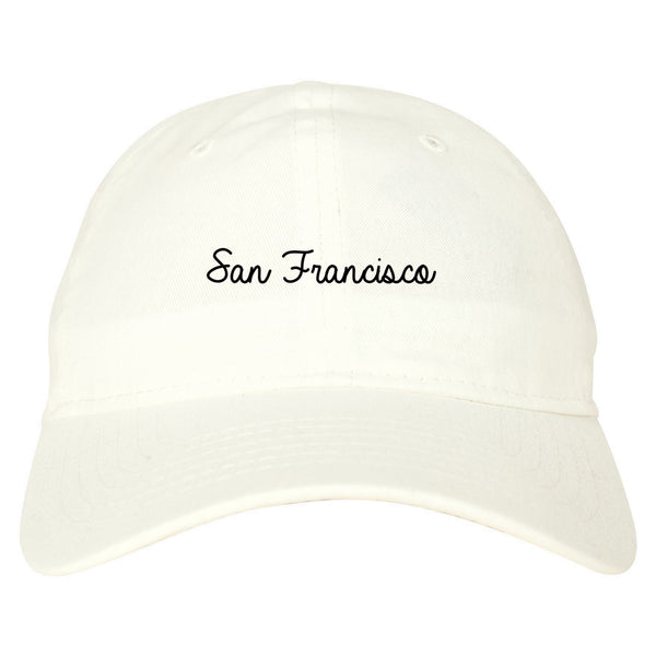 San Francisco CA Script Chest white dad hat