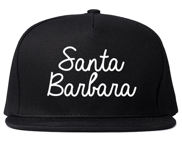 Santa Barbara CA Script Chest Black Snapback Hat