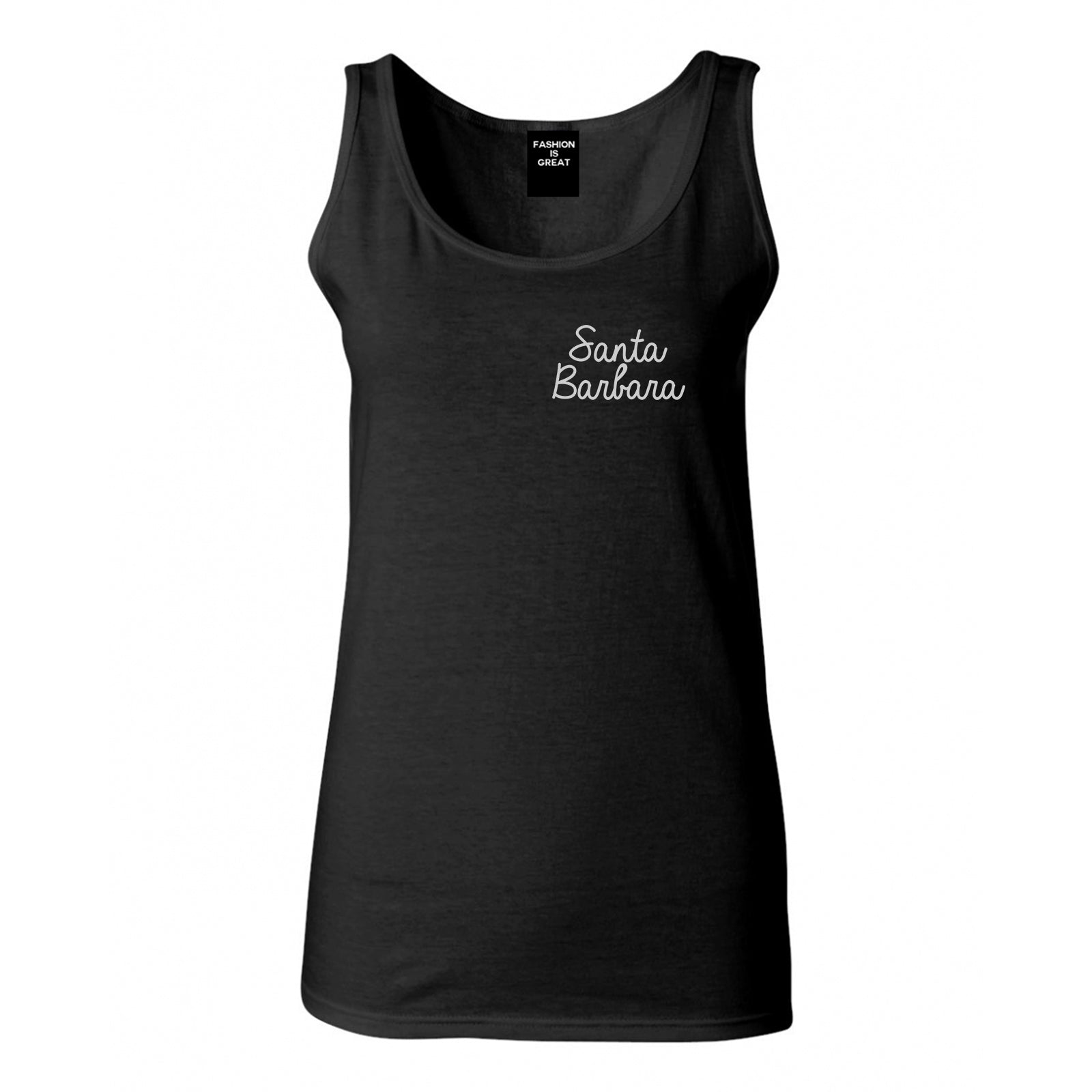 Santa Barbara CA Script Chest Black Womens Tank Top