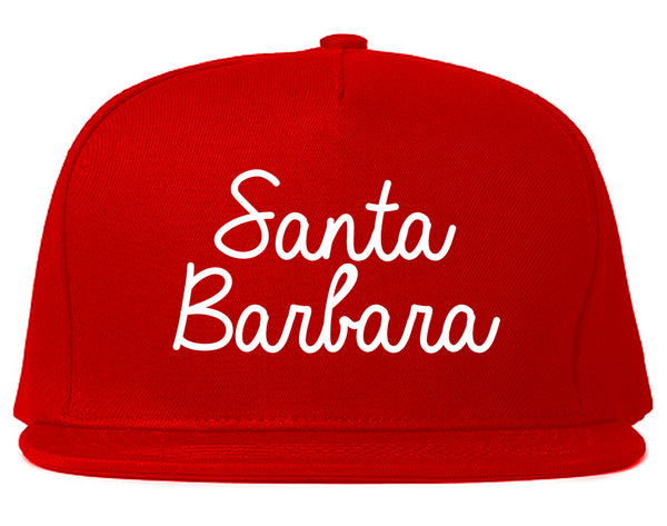 Santa Barbara CA Script Chest Red Snapback Hat