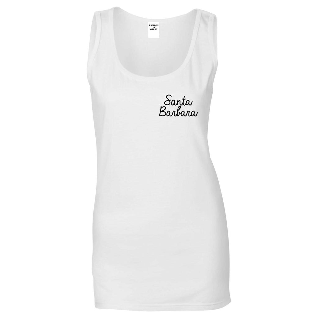 Santa Barbara CA Script Chest White Womens Tank Top