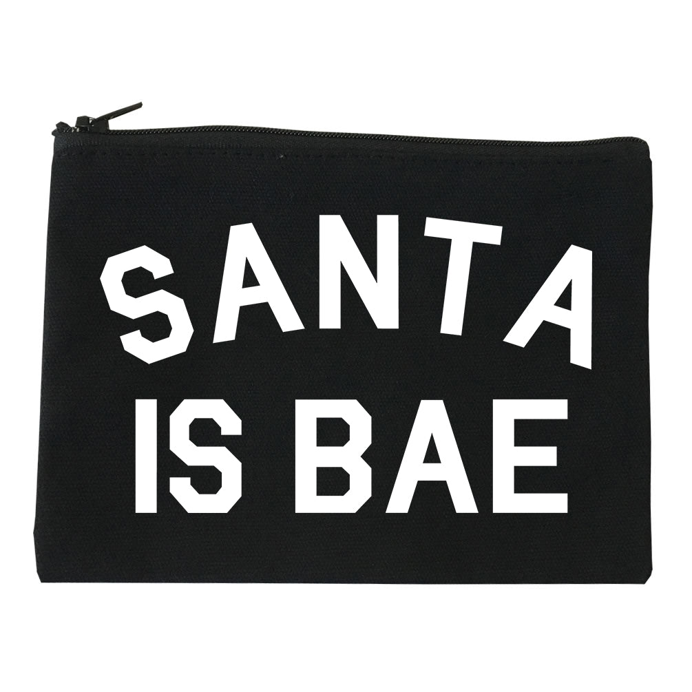 Santa Is Bae Christmas Black Makeup Bag