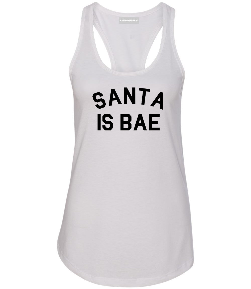 Santa Is Bae Christmas White Racerback Tank Top