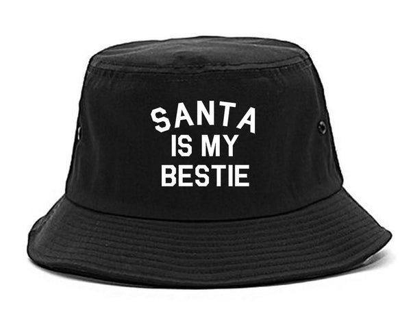 Santa Is My Bestie Christmas Black Bucket Hat