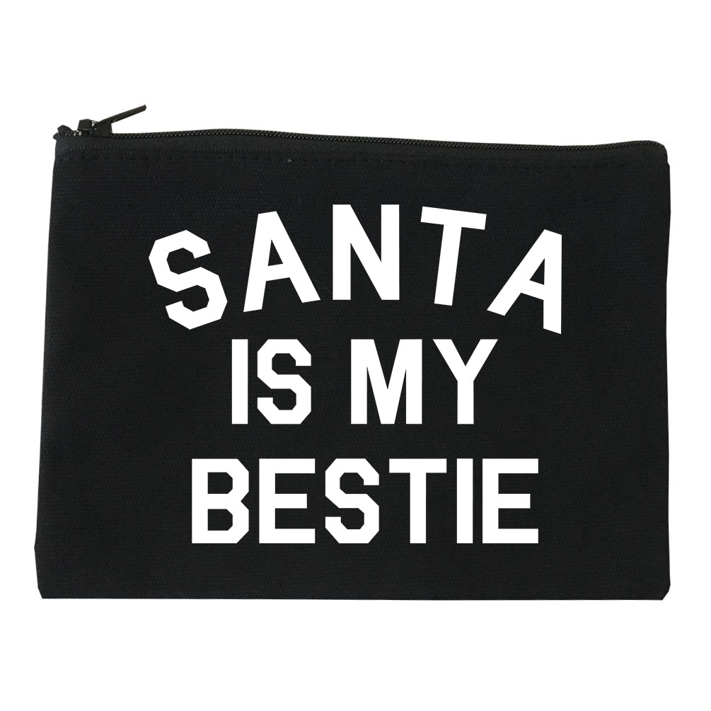 Santa Is My Bestie Christmas Black Makeup Bag