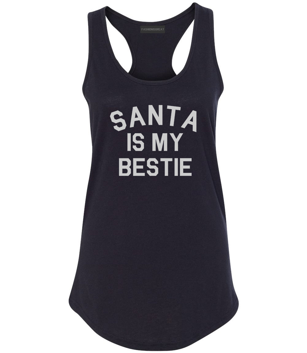 Santa Is My Bestie Christmas Black Racerback Tank Top
