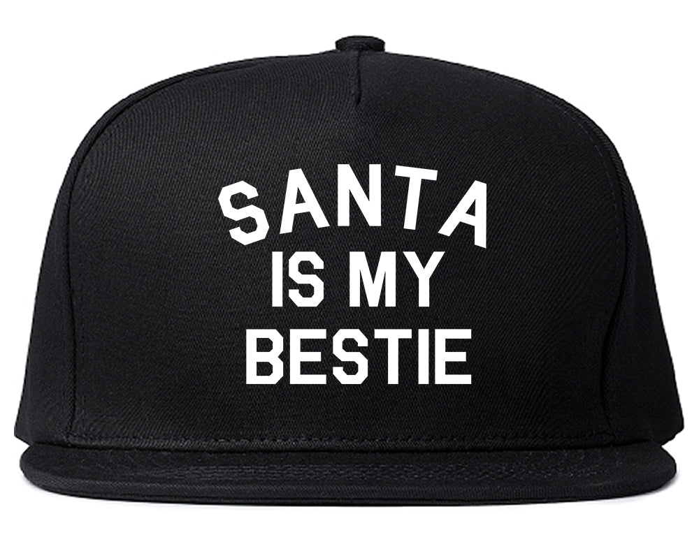 Santa Is My Bestie Christmas Black Snapback Hat