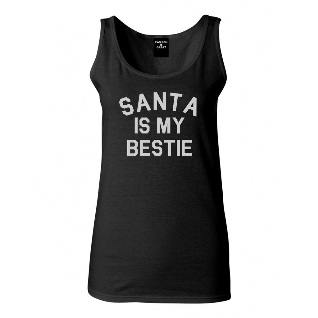 Santa Is My Bestie Christmas Black Tank Top