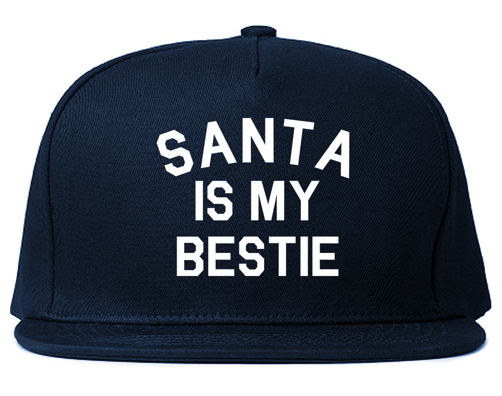 Santa Is My Bestie Christmas Blue Snapback Hat