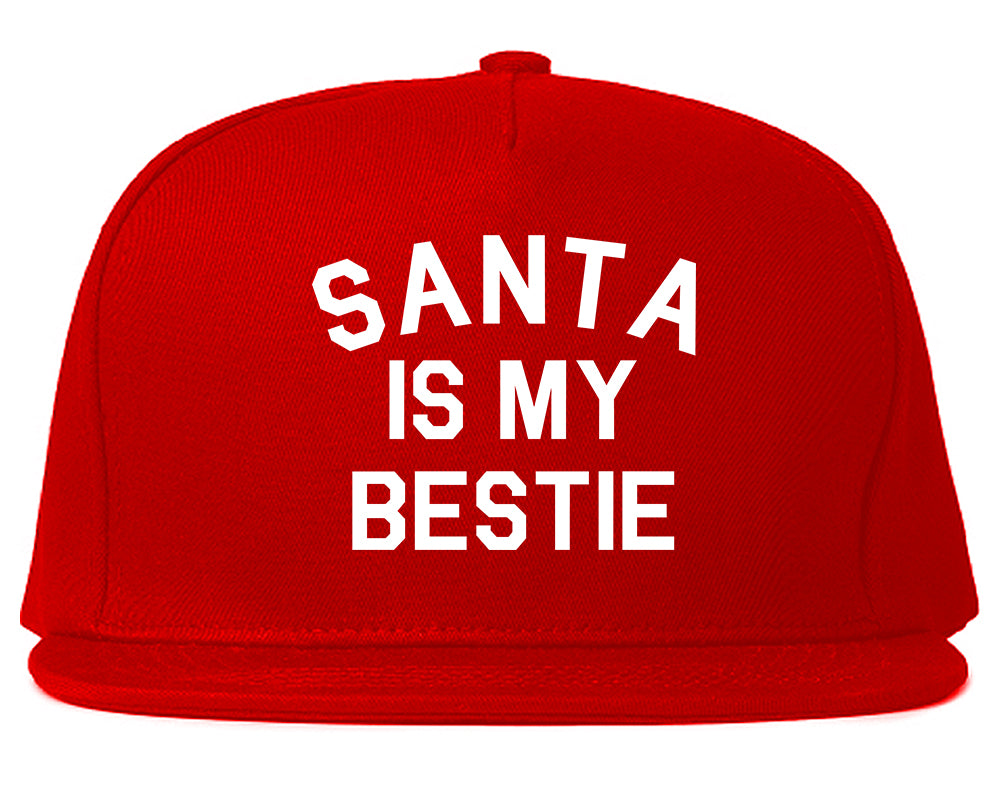 Santa Is My Bestie Christmas Red Snapback Hat
