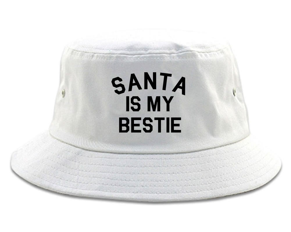 Santa Is My Bestie Christmas White Bucket Hat