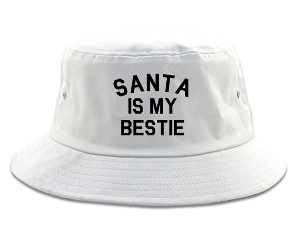 Santa Is My Bestie Christmas White Bucket Hat