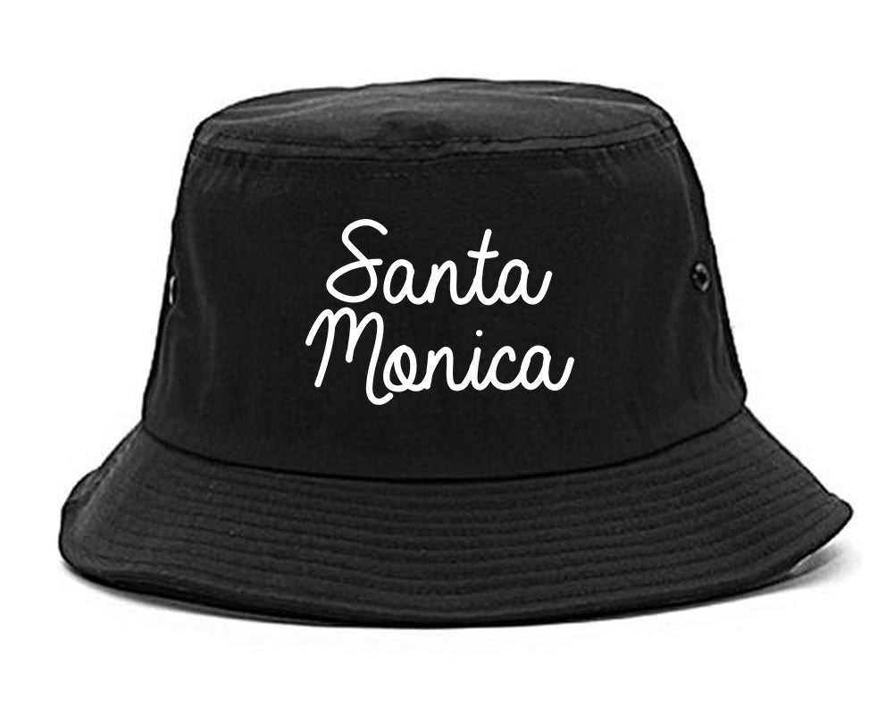 Santa Monica CA Script Chest black Bucket Hat
