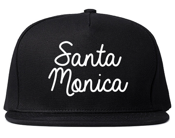 Santa Monica CA Script Chest Black Snapback Hat