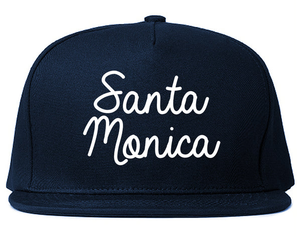 Santa Monica CA Script Chest Blue Snapback Hat
