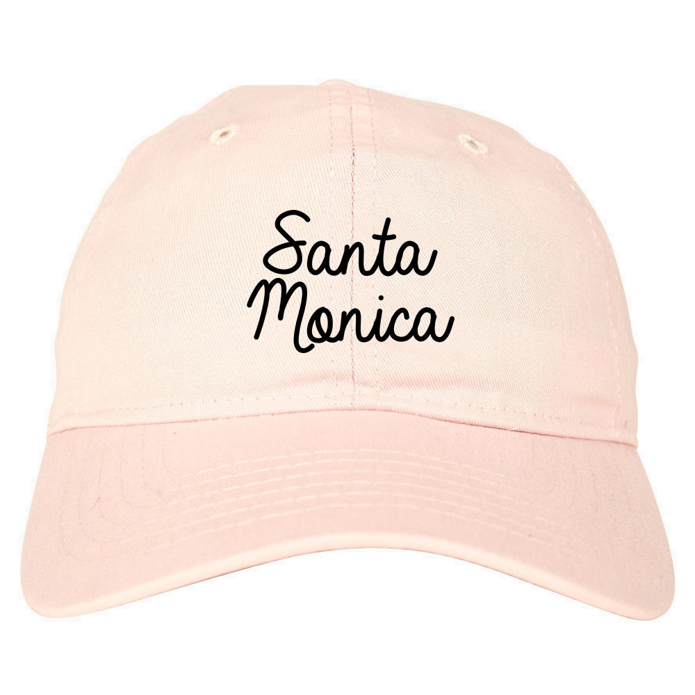 Santa Monica CA Script Chest pink dad hat