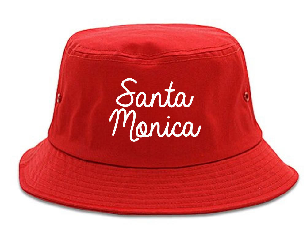 Santa Monica CA Script Chest red Bucket Hat