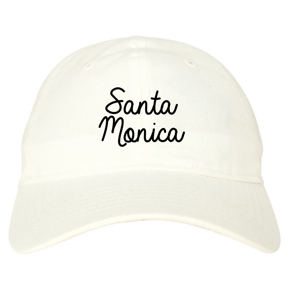 Santa Monica CA Script Chest white dad hat